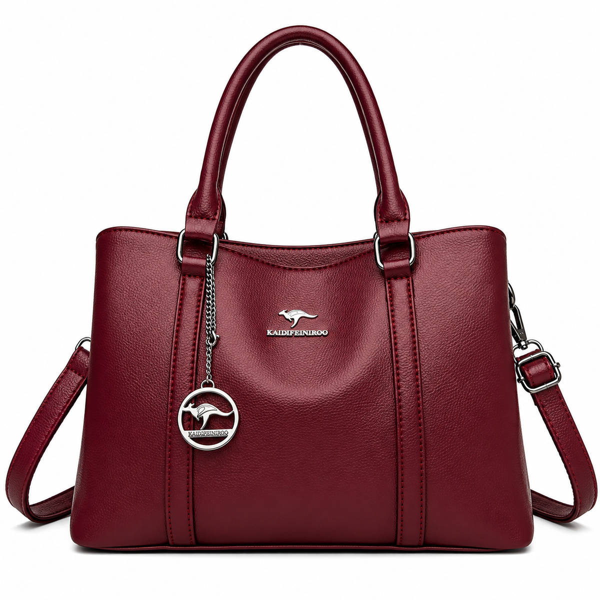 Burgundy shoulder tote handbag