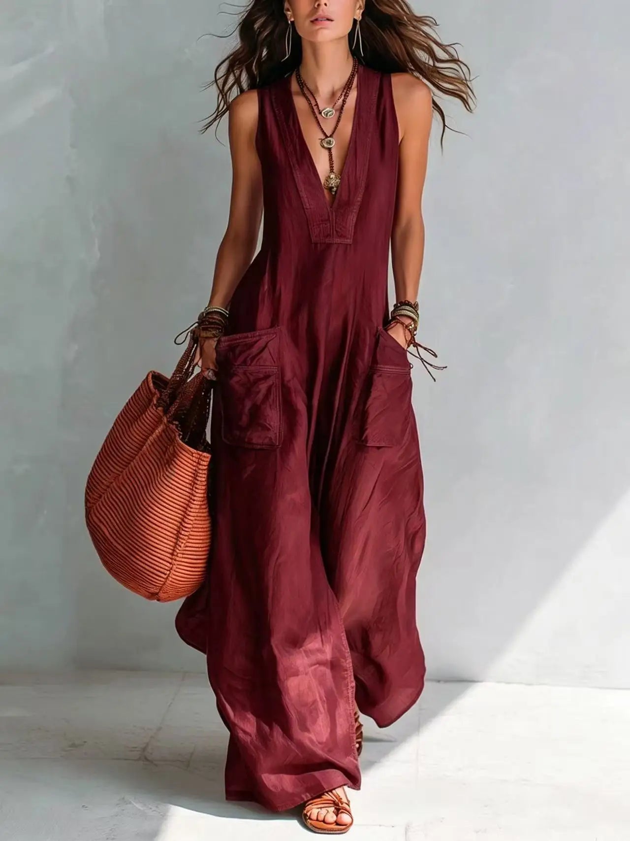 Wide leg pocket jumpsuit