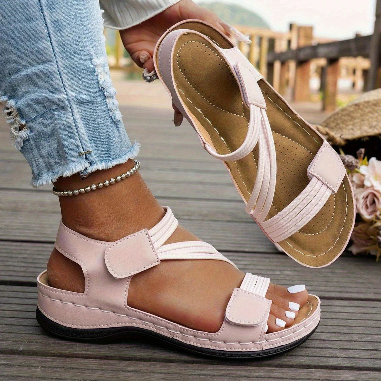 Adjustable Strap Flat Sandals