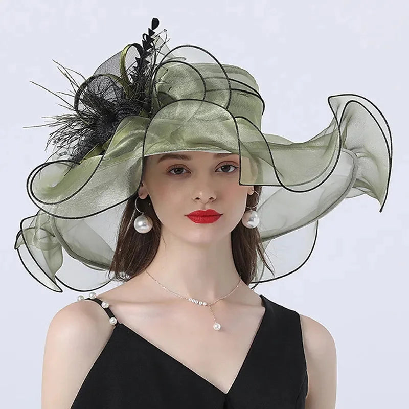 Formal organza wide hat