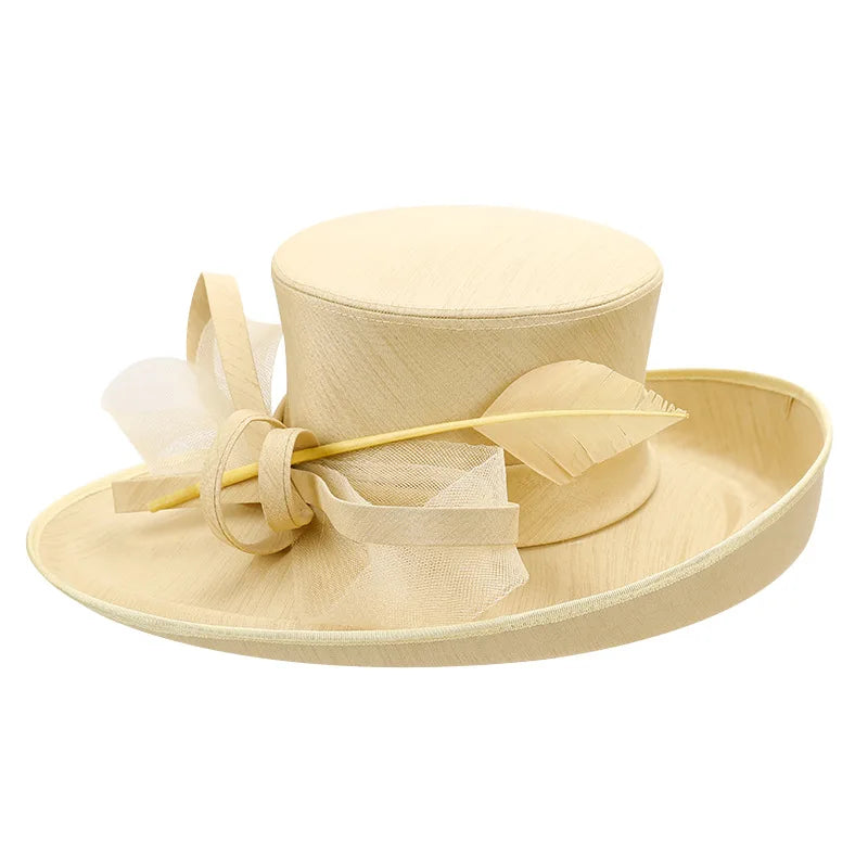 Cream feather ribbon hat