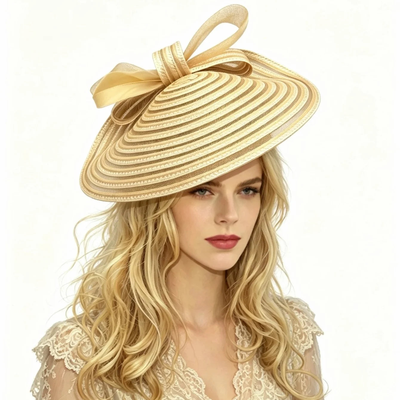 Mesh Ribbon Bow Hat