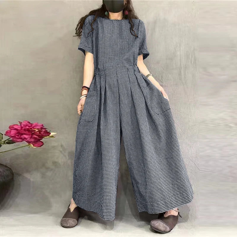 Checkered Loose Fit Jumpsuit