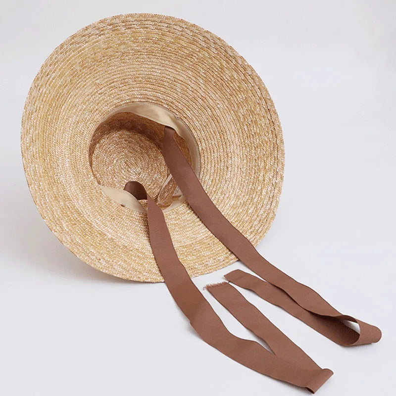 Mocha Ribbon Straw Sun Hat