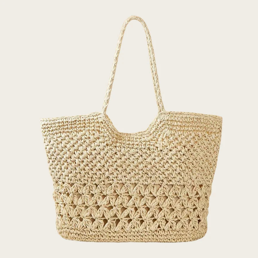 Natural straw carryall bag