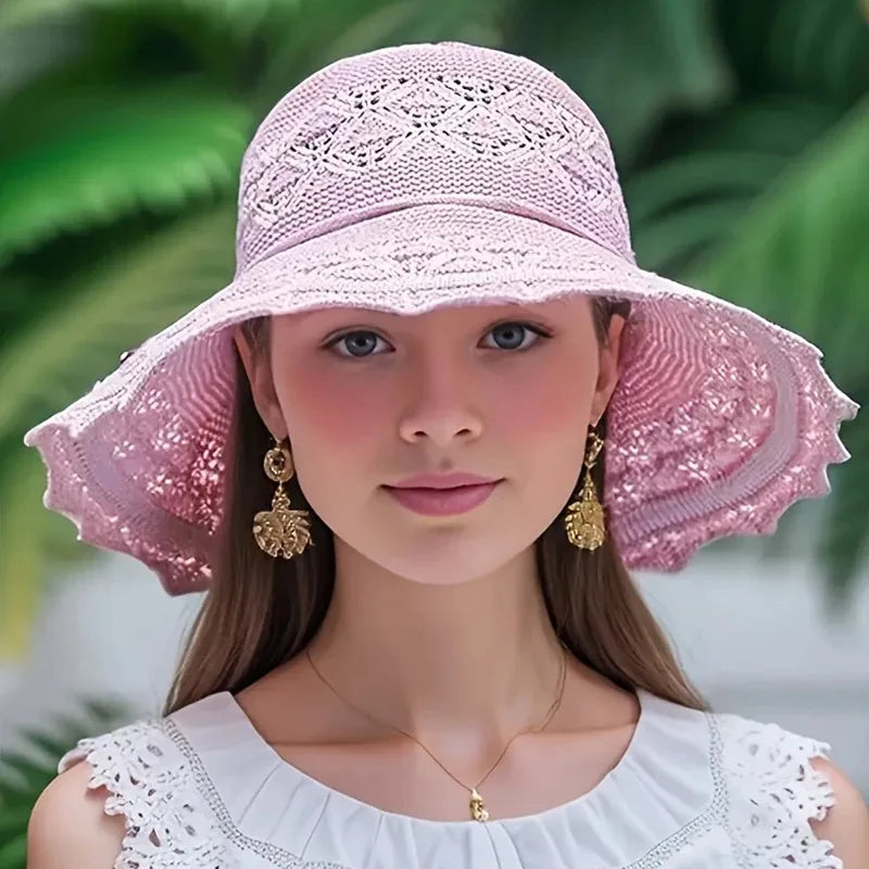 Boho woven sun hat