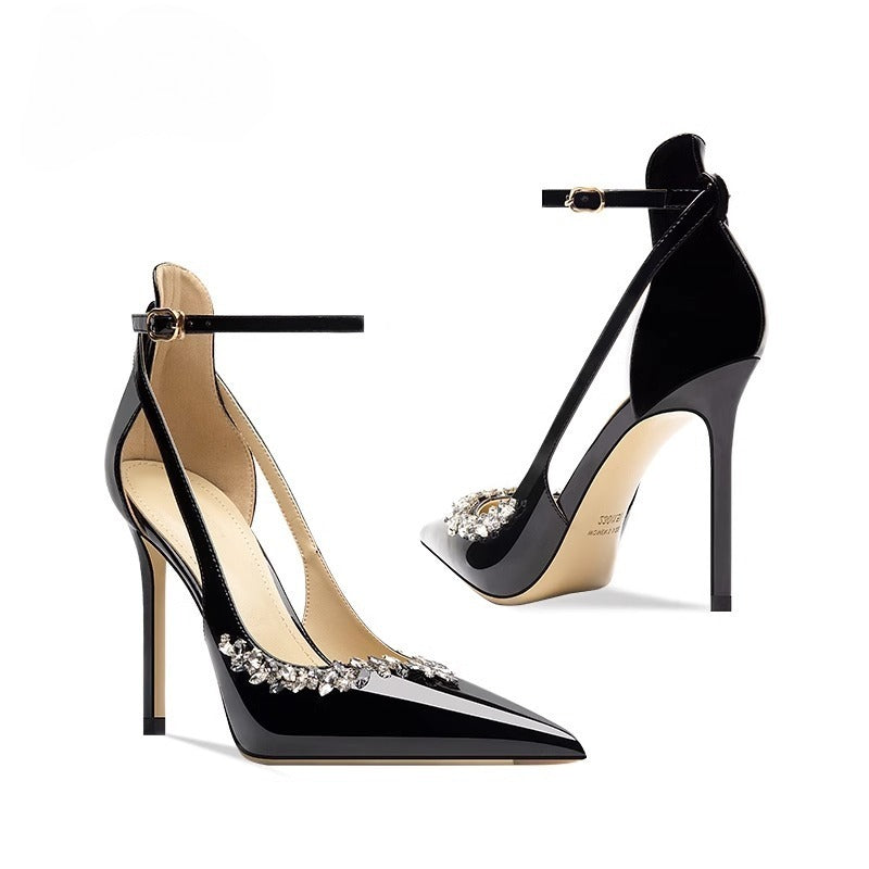Rhinestone pointed toe heels