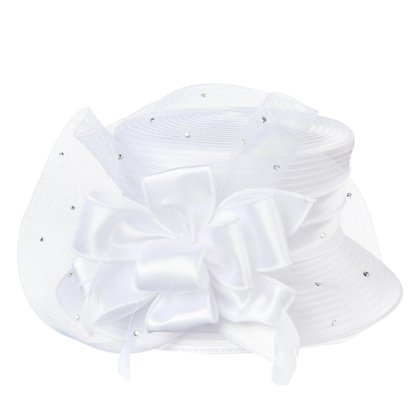Mesh overlay bow hat
