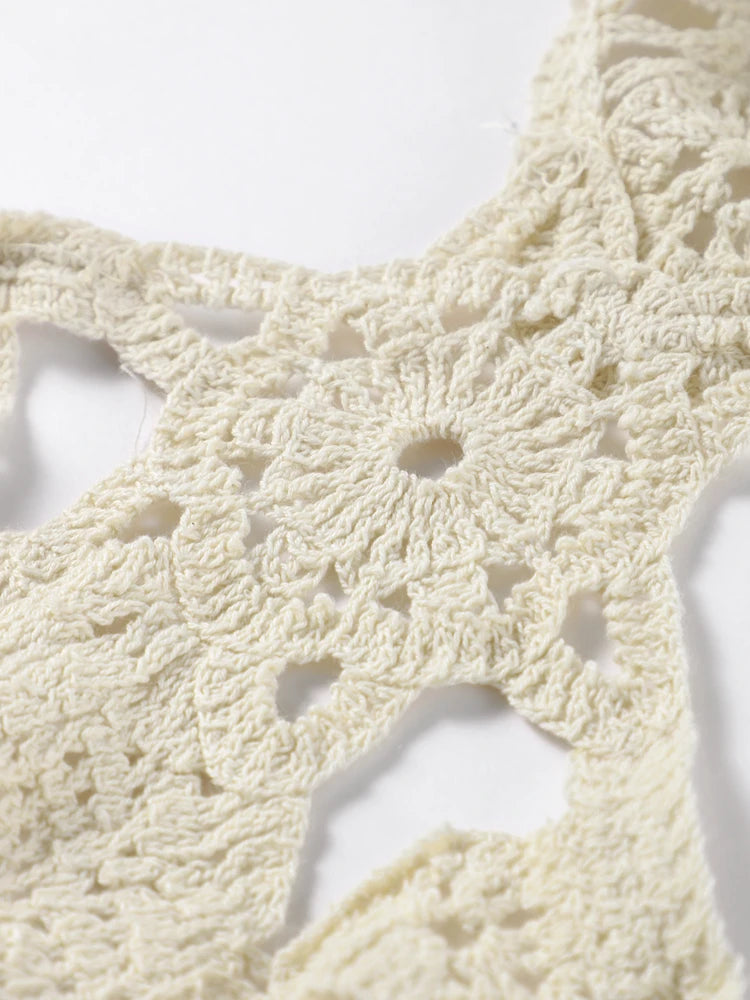 Flower Beach Dress: Hollow Backless Beach Dress