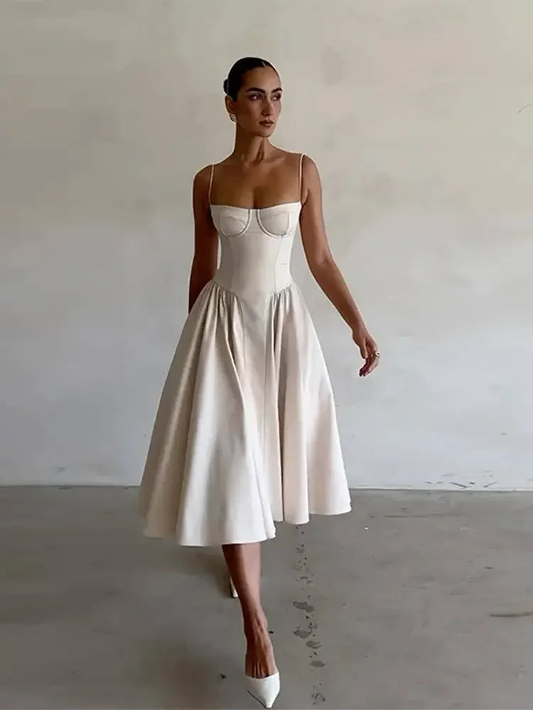 Sling Dress: Off Shoulder Pleated Maxi Dress
