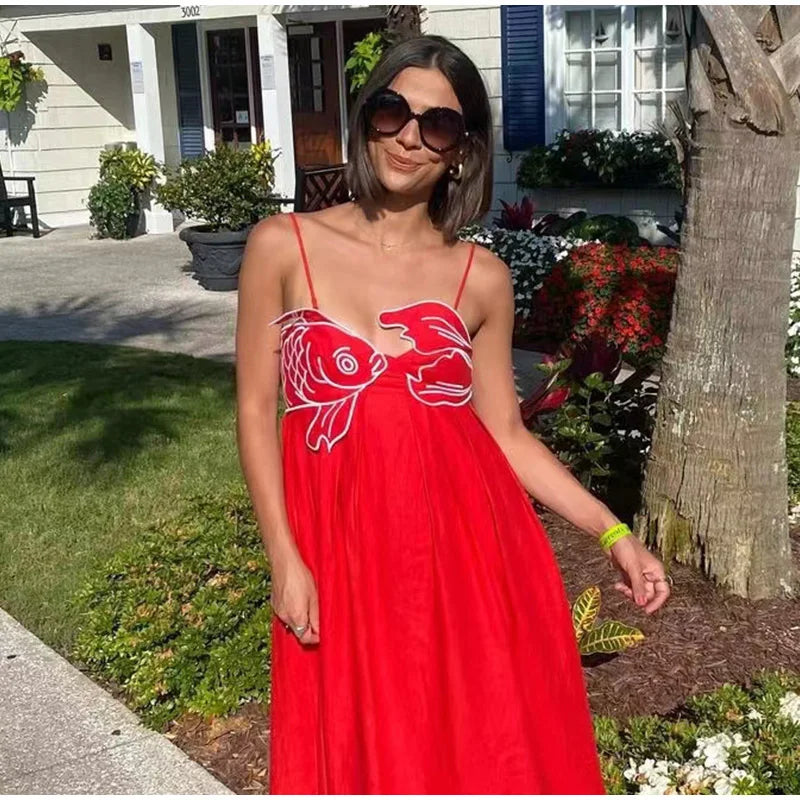 Embroidered Dress: Fish Shaped Women's Dresses