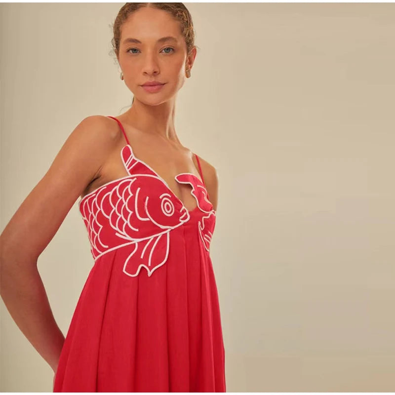 Embroidered Dress: Fish Shaped Women's Dresses