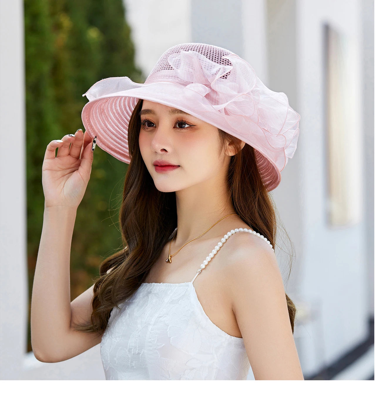 Ladies Hat: Flower Ribbon Hats