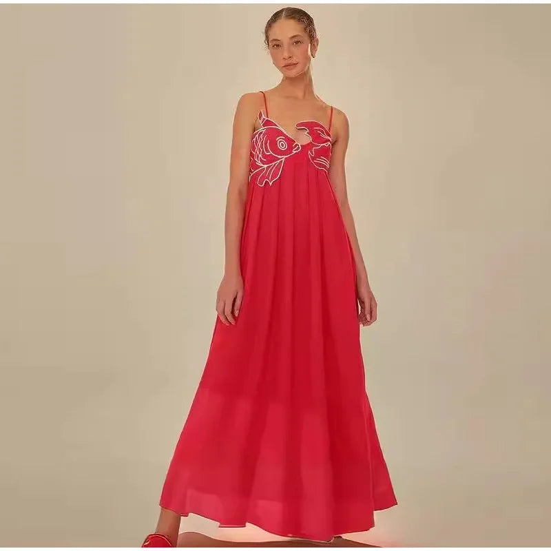 Embroidered Dress: Fish Shaped Women's Dresses