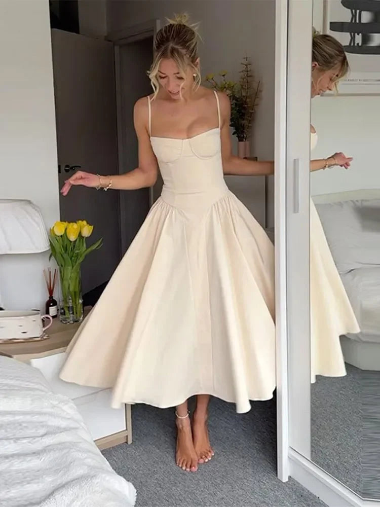 Sling Dress: Off Shoulder Pleated Maxi Dress
