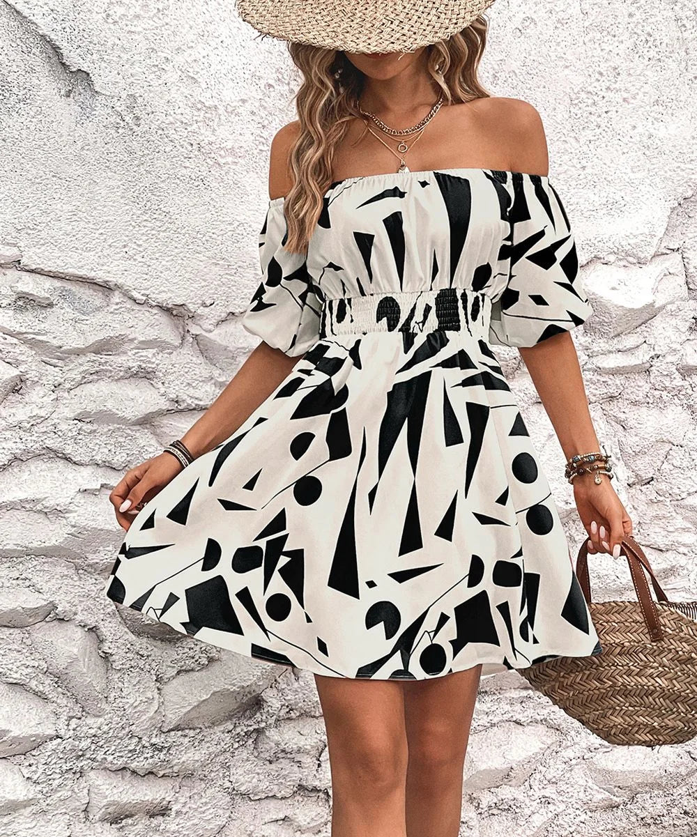 Abstract Print Summer Mini Dress