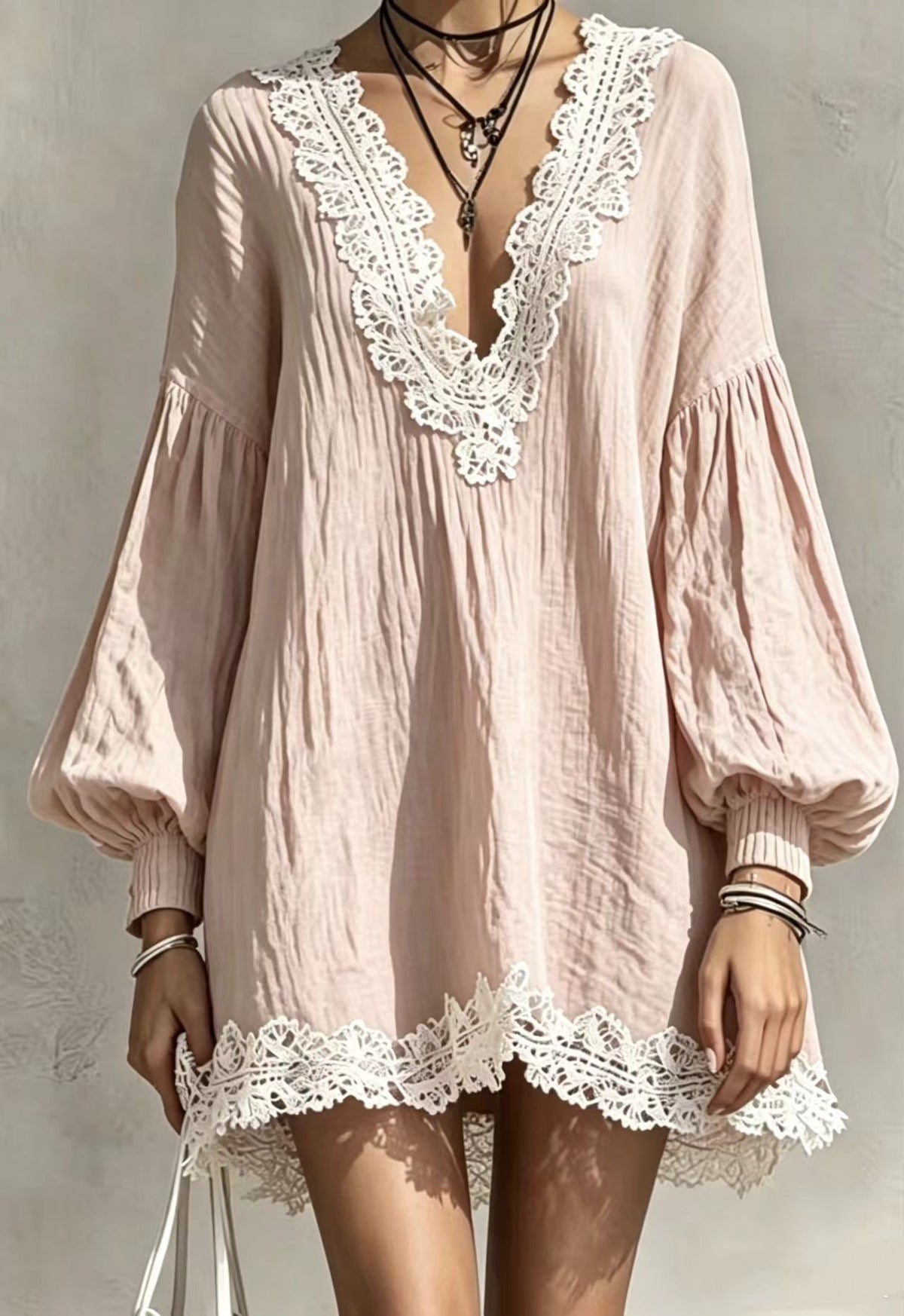 Lace detail boho dress