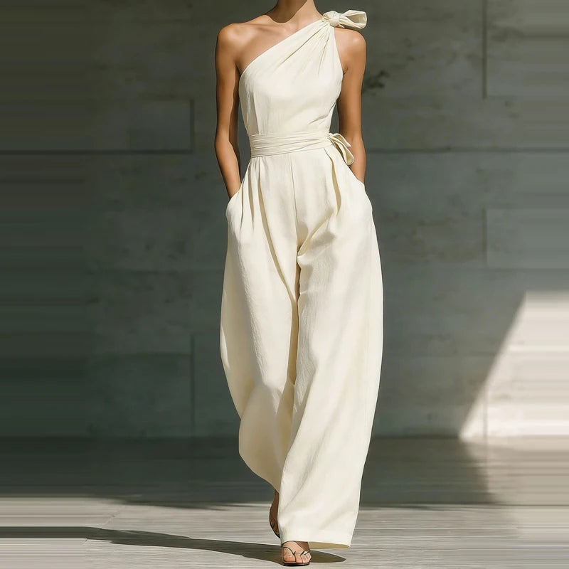 Wide leg belted Romper