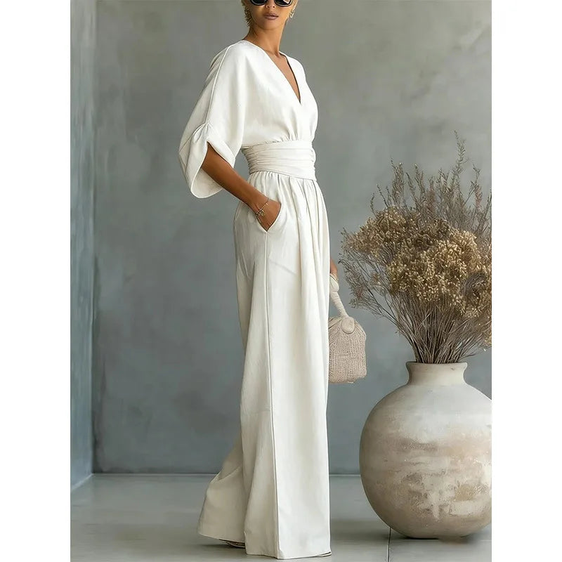 Smocked Waist Batwing Jumpsuit
