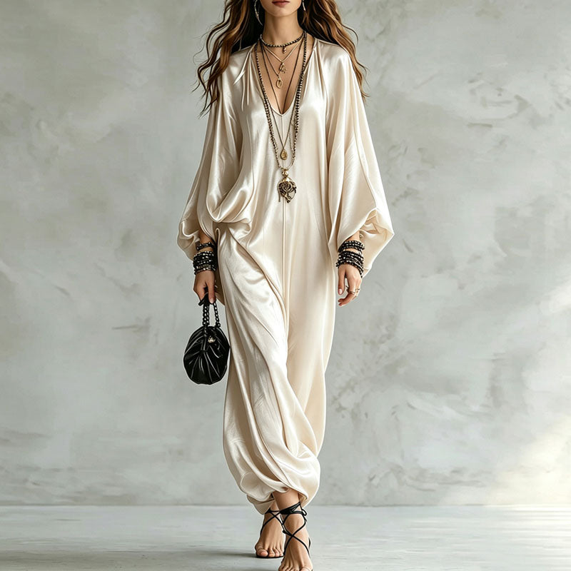 Satin harem jumpsuit women
