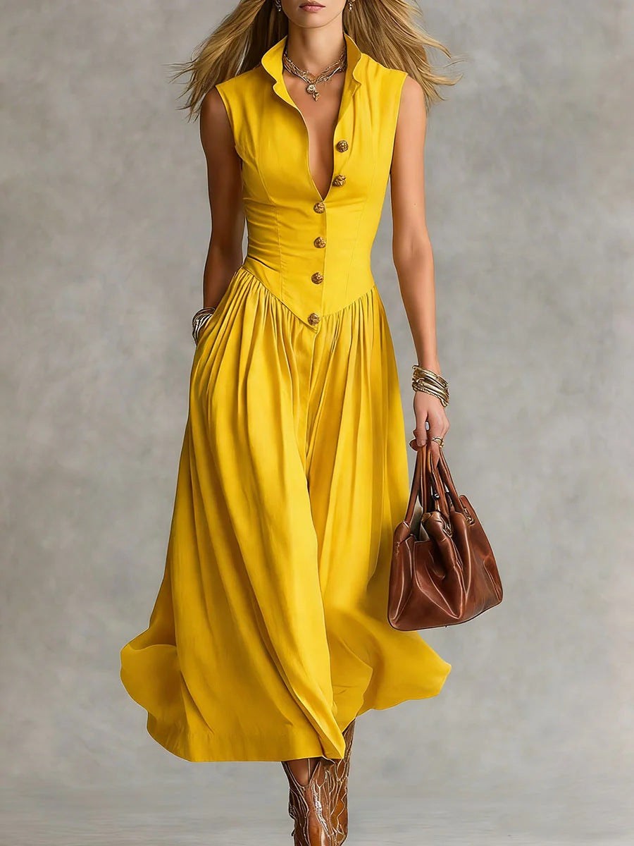 Button bodice long dress