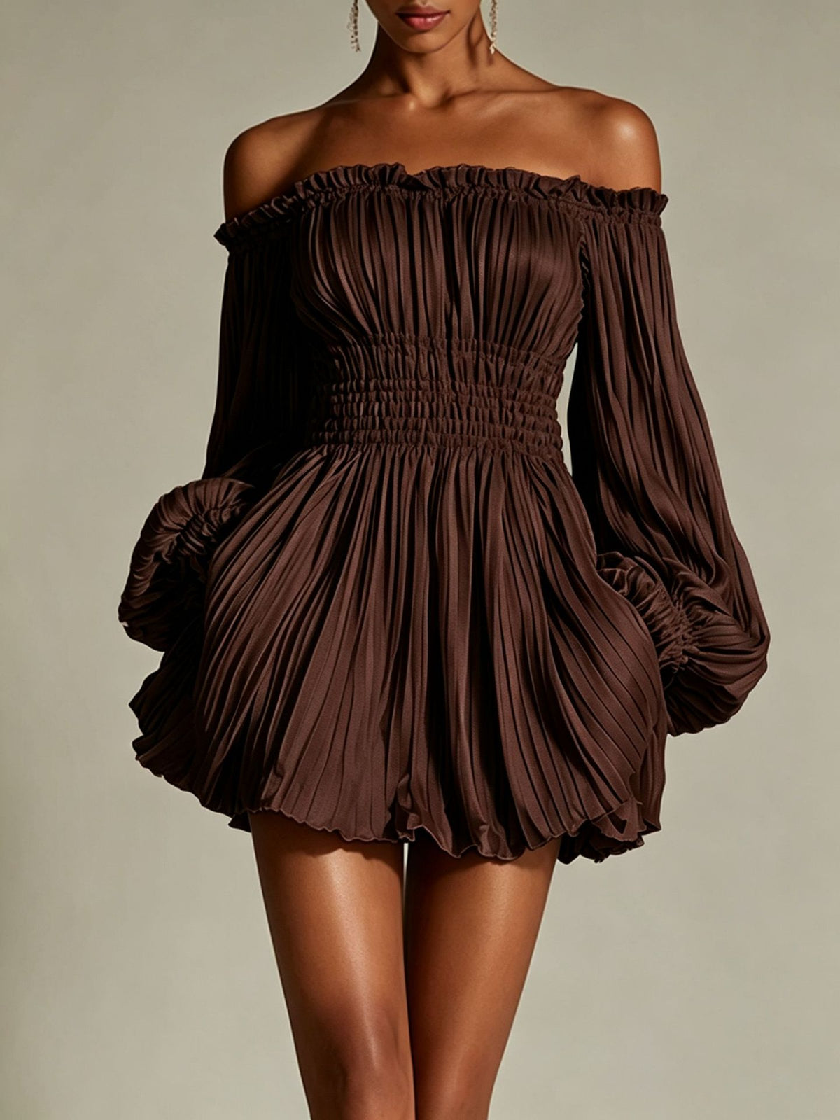 Gathered waist mini dress