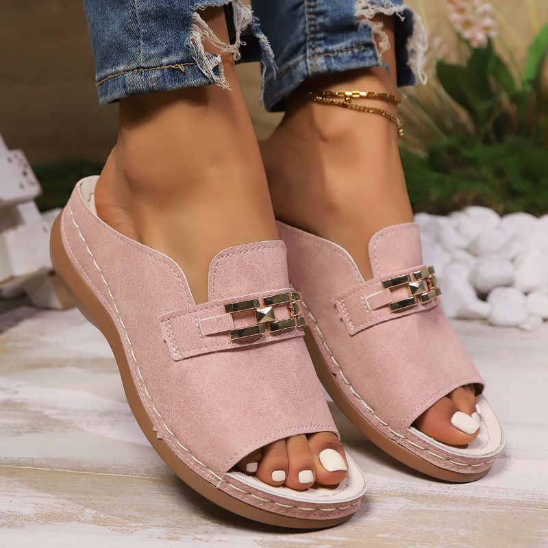 Backless open toe wedges