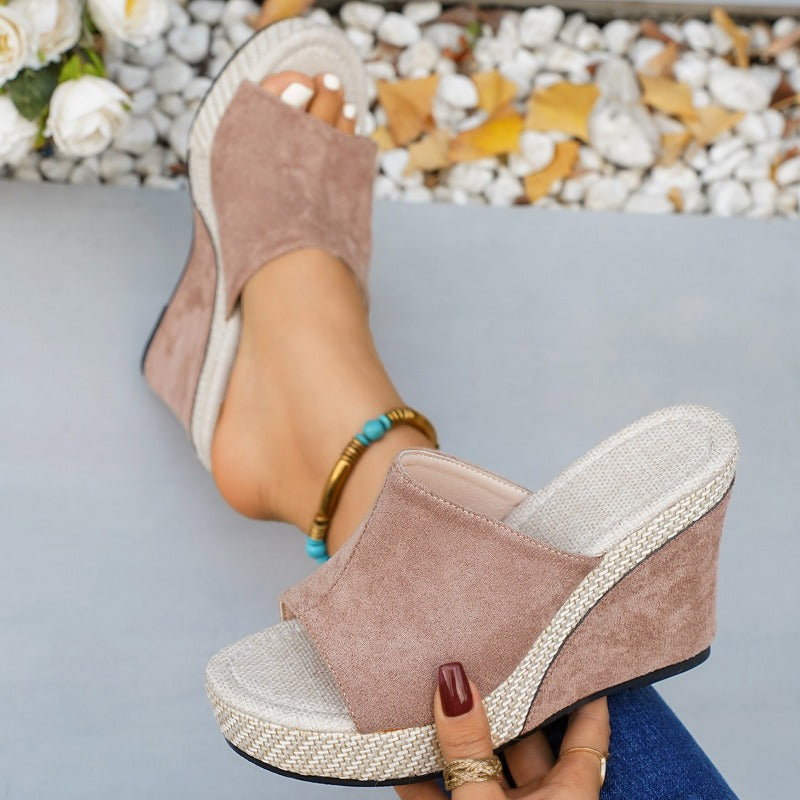 Open toe platform wedges