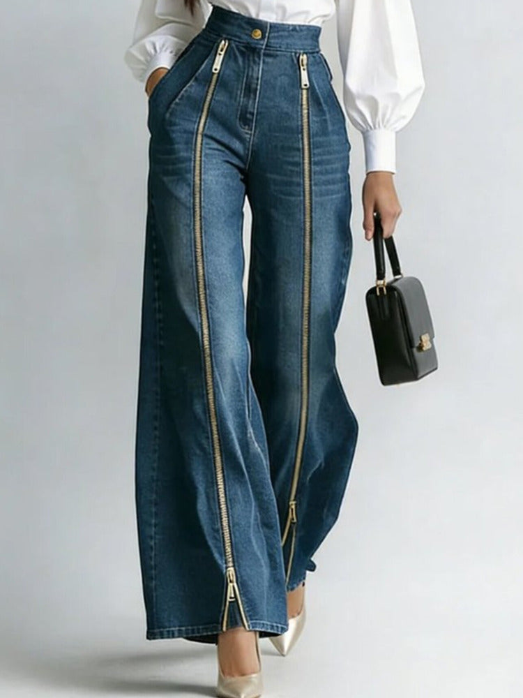 High rise denim pants