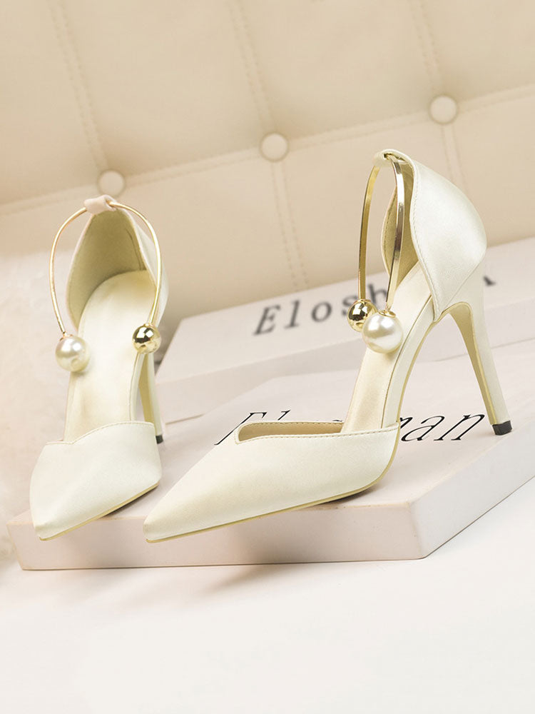 Pearl Fetish High Heels Sandals Women Wedding Shoes