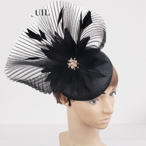 Bride Hats: Cocktail Flower Mesh Feathers Hair Clip Women Hat