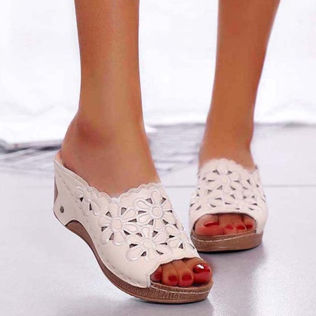 White Wedge Sandals