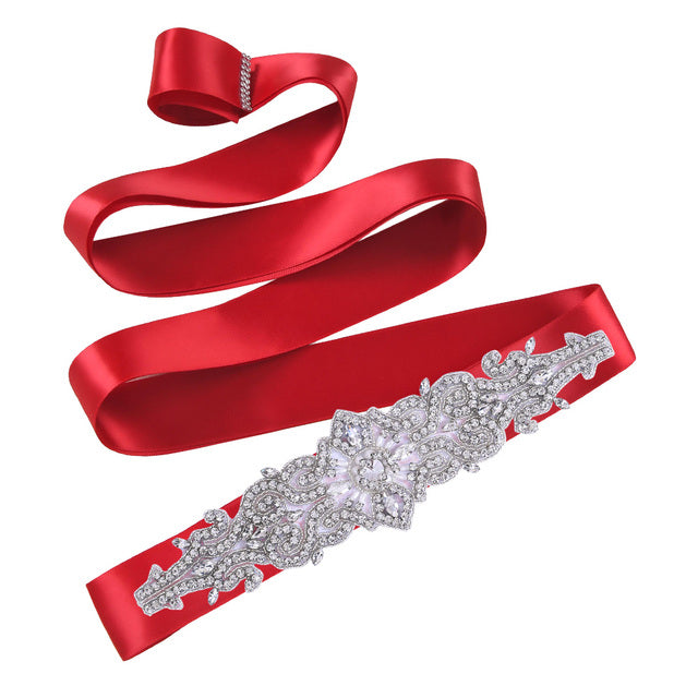 Bridal Rhinestone Wedding Belt,Bridal Belt for Women,Bride Crystal Rhinestone Sash Belt with Ribbons