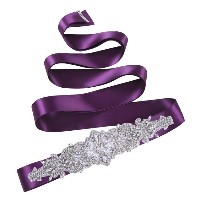 Bridal Rhinestone Wedding Belt,Bridal Belt for Women,Bride Crystal Rhinestone Sash Belt with Ribbons