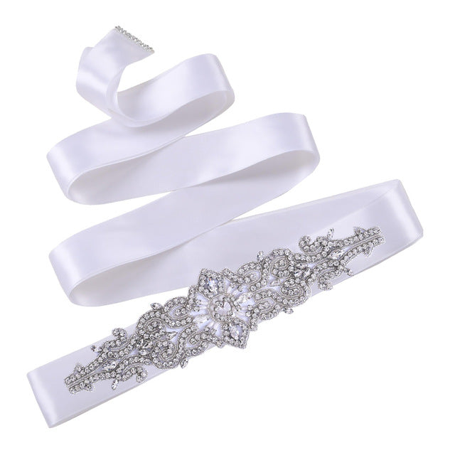 Bridal Rhinestone Wedding Belt,Bridal Belt for Women,Bride Crystal Rhinestone Sash Belt with Ribbons