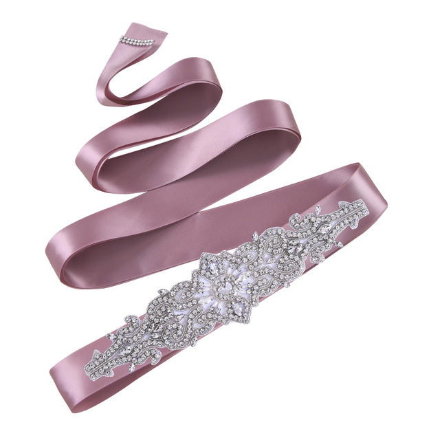 Bridal Rhinestone Wedding Belt,Bridal Belt for Women,Bride Crystal Rhinestone Sash Belt with Ribbons