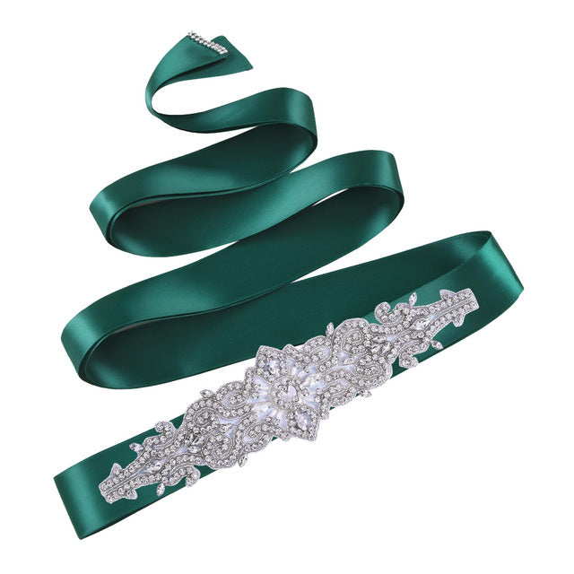 Bridal Rhinestone Wedding Belt,Bridal Belt for Women,Bride Crystal Rhinestone Sash Belt with Ribbons