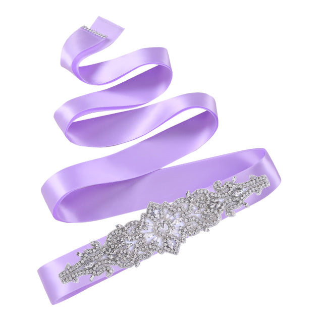 Bridal Rhinestone Wedding Belt,Bridal Belt for Women,Bride Crystal Rhinestone Sash Belt with Ribbons