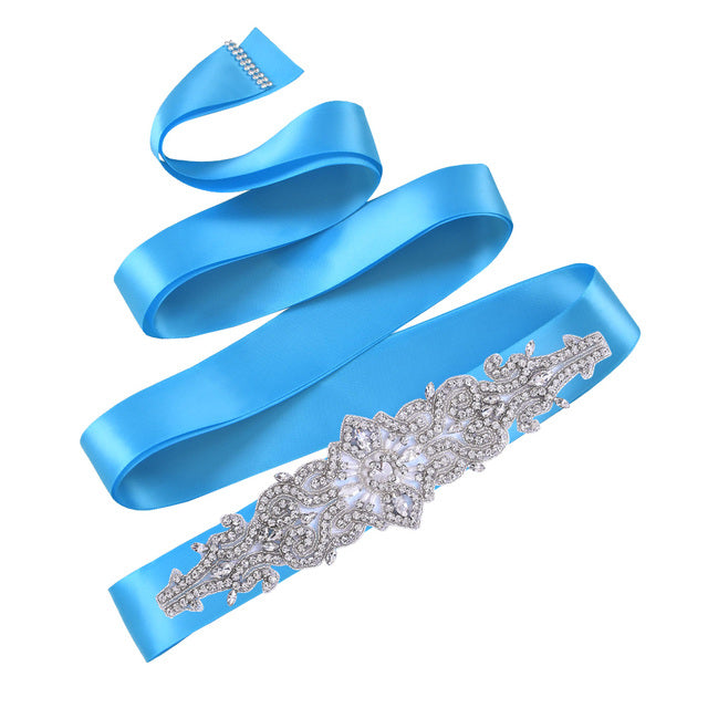 Bridal Rhinestone Wedding Belt,Bridal Belt for Women,Bride Crystal Rhinestone Sash Belt with Ribbons