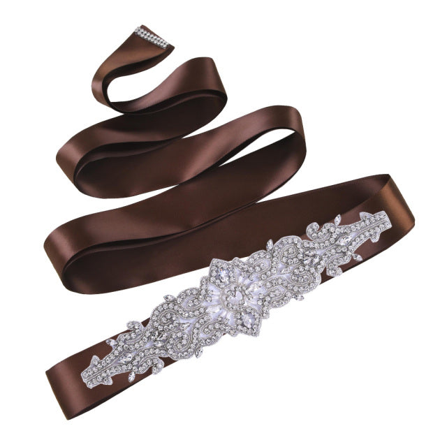 Bridal Rhinestone Wedding Belt,Bridal Belt for Women,Bride Crystal Rhinestone Sash Belt with Ribbons