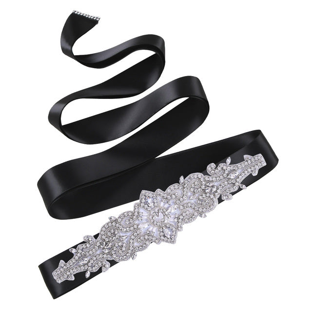Bridal Rhinestone Wedding Belt,Bridal Belt for Women,Bride Crystal Rhinestone Sash Belt with Ribbons