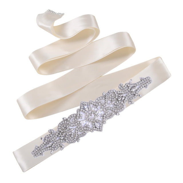 Bridal Rhinestone Wedding Belt,Bridal Belt for Women,Bride Crystal Rhinestone Sash Belt with Ribbons