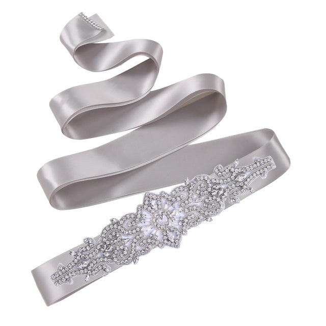 Bridal Rhinestone Wedding Belt,Bridal Belt for Women,Bride Crystal Rhinestone Sash Belt with Ribbons