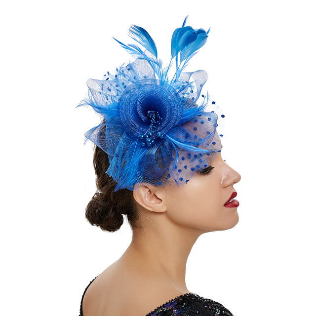 Facinator: Cocktail Flower Mesh Feathers Hair Clip