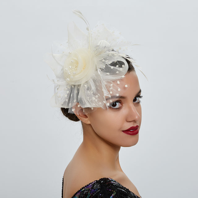 Facinator: Cocktail Flower Mesh Feathers Hair Clip