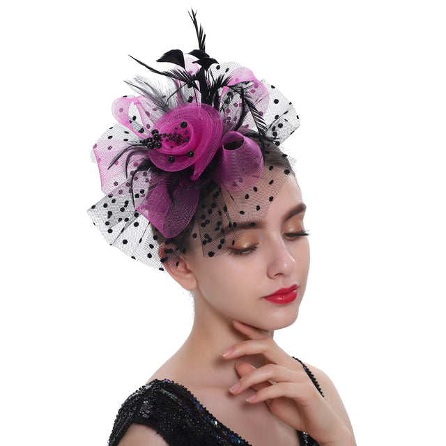 Facinator: Cocktail Flower Mesh Feathers Hair Clip