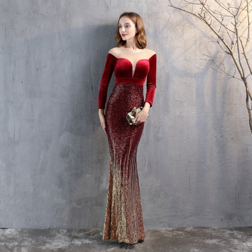 Long sleeve sequin dress