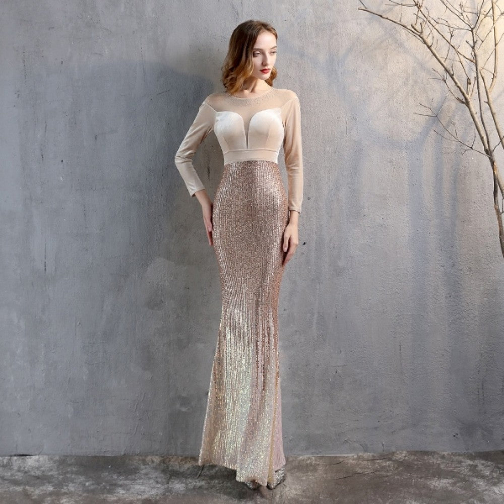 Long sleeve sequin dress