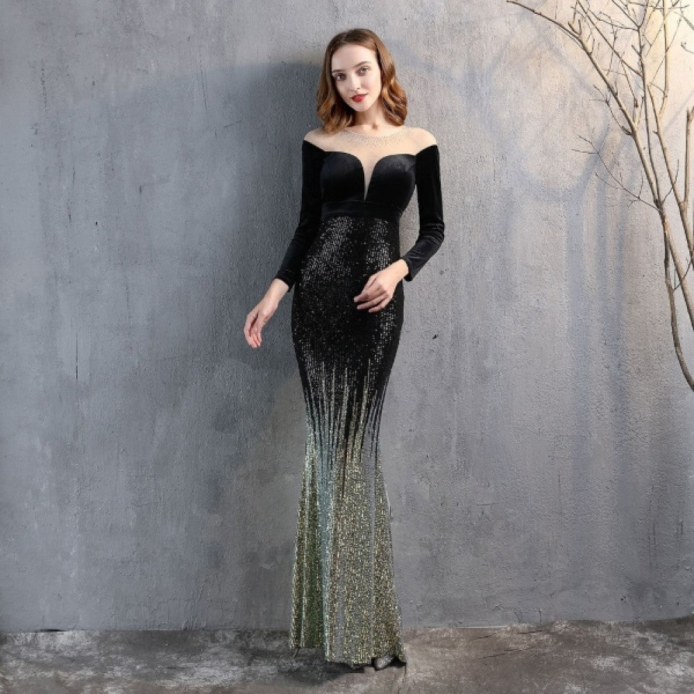 Long sleeve sequin dress