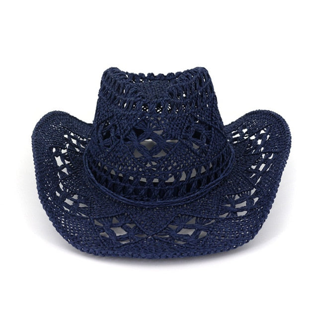 Fashion Hollowed Handmade Cowboy Straw Hat